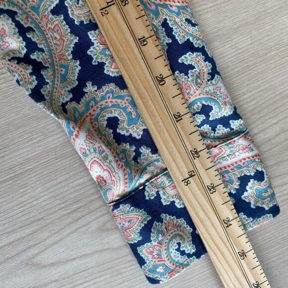 Chaps No Iron Paisley Button Up Shirt Women L Blue Long Sleeve Flip Cuffs Preppy - Picture 7 of 9